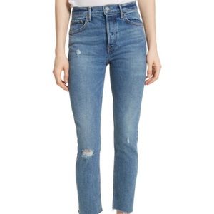 GRLFRND Karolina high rise raw hem distressed Skinny blue Jeans Sixpence size 25